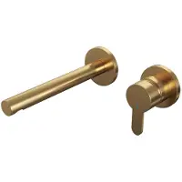 Brauer Gold Edition Inbouw Wastafelmengkraan met Rechte Uitloop en Rozetten Model D1 Goud Geborsteld PVD