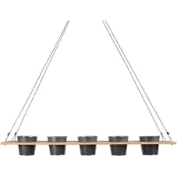 UNUS Kruidenbar, hangend kruidenrek en kruidenhouder van bamboe - 100x16 cm grijs - hangende Kruidenbak - Verticaal Plantenrek voor Keuken, Balkon en Terras - ook voor het raam