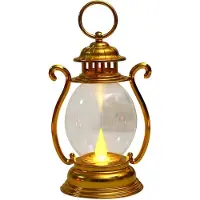 LONGZIMING -Vintage LED Lantaarn - Retro Hanglantaarn - Decoratieve Verlichting - Warm Sfeereffect - Draagbaar Ontwerp - Polyethyleen - Elegant & Veelzijdig - 1 Stuk - Goud