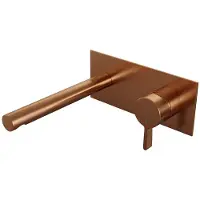 Brauer Copper Edition Inbouw Wastafelmengkraan met Rechte Uitloop en Afdekplaat Model E1 Koper Geborsteld PVD