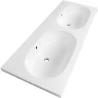Brauer Moon Wastafel - 120 cm - met 2 Spoelbakken en 0 Kraangaten - Keramiek Hoogglans Wit