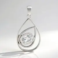 Cavill - Zilveren Hanger 925 Sterling met Palladium - Witte Kunziet Ovaal 1 471 ct - Tijdloze Druppelvorm Sieraad 23x17 mm