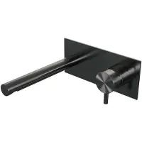 Brauer Gunmetal Edition Inbouw Wastafelmengkraan met Rechte Uitloop en Afdekplaat Model B1 Gunmetal Geborsteld PVD