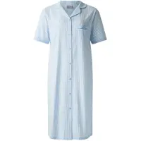 Lunatex - dames nachthemd 224198 met doorknoopsluiting - korte mouw - blauw - maat XL