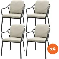Van der Garde Tuinmeubelen Set van 4 - Pisa rope dining tuinstoel - Royal Grey