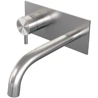 Brauer Brushed Edition Inbouw Wastafelmengkraan met Gebogen Uitloop en Afdekplaat Model E2 RVS Geborsteld PVD