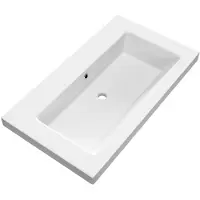 Brauer Solar Medium Wastafel - 80 cm - met 1 Spoelbak en 0 Kraangaten - Mineraalmarmer Mat Wit
