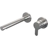 Brauer Brushed Edition Inbouw Wastafelmengkraan met Rechte Uitloop en Rozetten Model D1 RVS Geborsteld PVD