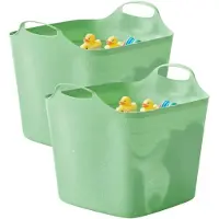Excellent houseware flexibele kuip / emmer - 2x - groen - 25 l - kunststof - 40 x 35 cm - met handvatten