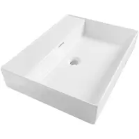 Brauer Lunar Wastafel - 60 cm - met 1 Spoelbak en 0 Kraangaten - Keramiek Hoogglans Wit