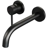 Brauer Black Edition Inbouw Wastafelmengkraan met Gebogen Uitloop en Rozetten Model A2 Mat Zwart