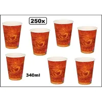 TakeAware 250x Luxe koffie beker karton gold coffee 340ml - Nieuw - XL Beker - Next generation Roer staafjes koffie beker melk suiker hout festival thema feest verjaardag werk lepel