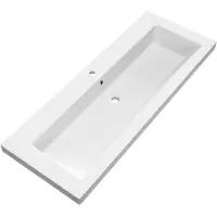Brauer Solar Medium Wastafel - 120 cm - met 1 Spoelbak en 1 Kraangat - Mineraalmarmer Mat Wit