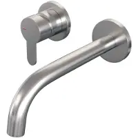 Brauer Brushed Edition Inbouw Wastafelmengkraan met Gebogen Uitloop en Rozetten Model D2 RVS Geborsteld PVD