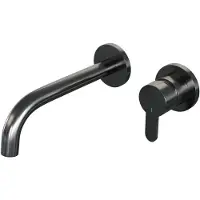 Brauer Gunmetal Edition Inbouw Wastafelmengkraan met Gebogen Uitloop en Rozetten Model D1 Gunmetal Geborsteld PVD
