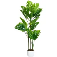 Happiq Kunstmatige Monstera Plant - Voor woonkamer, kantoor, veranda - Faux, groenblijvend, tropische vloerboom - Groen - 110cm
