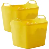 Excellent houseware flexibele kuip / emmer - 2x - geel - 25 l - kunststof - 40 x 35 cm - met handvatten
