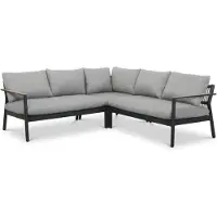 BUITEN living Florence lounge hoekbank tuin 5 personen | aluminium + touw | antraciet | 3-delig - 216x216cm