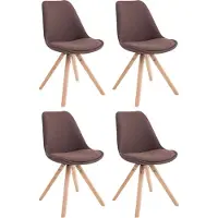 BellaFurn Set van vier stoffen gaststoelen – hoststoelen – uitstekend zitcomfort | Kleur: Bruin | Kleur van de stof: Naturel