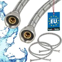 KOTARBAU 2 Stuks - Flexibele Aansluitslang 1/2" x 1/2" - Flexibele Kraanslang 200 cm - Sanitaire Aansluitslang - Flexibele Verbindingsslang - Aansluitslang Armatuur - met Roestvrijstalen Vlechtwerk