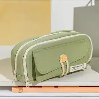 Mc star Student, schattige etui, knoopsluiting, katoenen koord, stoffen etui, schoolbenodigdheden, grote capaciteit, opbergtas, groen