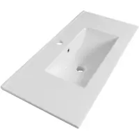 Brauer Frost Wastafel Ondiep - 80 cm - met 1 Spoelbak en 1 Kraangat - Keramiek Hoogglans Wit