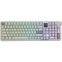 EPOMAKER RT100 Pro - Mechanisch Draadloos Toetsenbord - 100% - QWERTY - Retro Mechanical Keyboard met Draaiknop en Mini Scherm - Flamingo Switch - Retro White