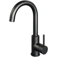Brauer Black Carving Hoge Opbouw Wastafelmengkraan met Draaibare Ronde Uitloop Model A Mat Zwart