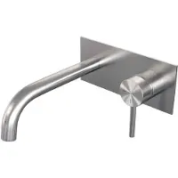 Brauer Brushed Edition Inbouw Wastafelmengkraan met Gebogen Uitloop en Afdekplaat Model A1 RVS Geborsteld PVD