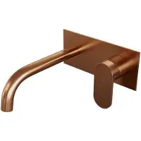 Brauer Copper Edition Inbouw Wastafelmengkraan met Gebogen Uitloop en Afdekplaat Model C1 Koper Geborsteld PVD