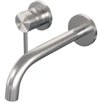 Brauer Brushed Edition Inbouw Wastafelmengkraan met Gebogen Uitloop en Rozetten Model A2 RVS Geborsteld PVD