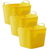 Excellent houseware flexibele kuip / emmer - 3x - geel - 25 l - kunststof - 40 x 35 cm - met handvatten