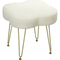 HOMCOM Foot Stool-Polyester-41L x 41B x 40H cm-Cremeweiß