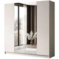 Lookway Kledingkast met spiegel, model AUREL 4D KASHMIR, met push-to-open systeem