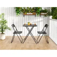 OKWISH Bistroset 60 x 60 cm - Opvouwbare Tafel en 2 Stoelen - Voor Balkon, Tuin en Terras - Staal - Zwart