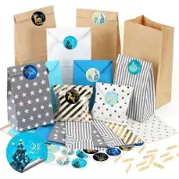 Sonstiges Adventskalender om zelf te vullen, 26 papieren zakjes, doe-het-zelf kerstkalender, blauw