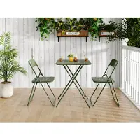 STILVORA Bistroset 3-Delig 60 x 60 Cm - Opvouwbaar En Weerbestendig - Voor Tuin, Balkon En Terras - Staal - Groen