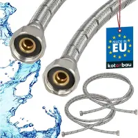 KOTARBAU 2 Stuks - Flexibele Aansluitslang 1/2" x 1/2" - Flexibele Kraanslang 300 cm - Sanitaire Aansluitslang - Flexibele Verbindingsslang - Aansluitslang Armatuur - met Roestvrijstalen Vlechtwerk