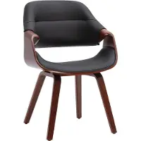 CLP Maira Eetkamerstoel - met Armleuningen - Gestoffeerd Design - Walnootlook - Ergonomisch - Belastbaar tot 150 kg - Kunstleer/walnoot/zwart