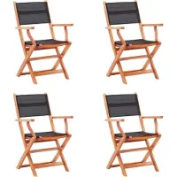 vidaXL Tuinstoelen inklapbaar 4 st eucalyptushout en textileen zwart