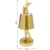 Kare LED-batterijlamp Animal Rabbit, goud, IP54, 29 cm dimbaar, messing / goud, Woon-/ Eetkamer, Kunststof, Design