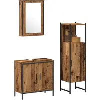 vidaXL Badkamermeubel Set 3 st Bruin 33 x 33 x 120,5 cm Bewerkt hout