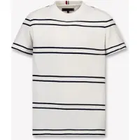 Tommy Hilfiger gestreepte T-shirt wit Jongens Katoen Ronde hals Streep - maat 176