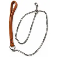 Adori kettinglijn bruin 12mm/100cm - met leren handgreep