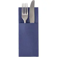 Papstar bestekzakjes Royal Collection, geïntegreerde bestekvouw, B 200 x H 82,5 mm, FSC-gecertificeerd, premium tissue, donkerblauw, 6 x 50 stuks