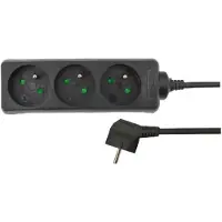 AWTOOLS verlengsnoer voor thuisgebruik, zwart, 4 stopcontacten, 5,0 meter, met aarding