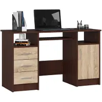 Akord Bureau ANA met 3 Laden / Computerbureau / Computer Tafel / Bureautafel / Venge - Sonoma Eik / 124 x 77 x 52 cm
