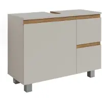 Vicco J-Shape Wastafelonderkast – 80 x 60.8 cm met 2 laden Kasjmier/Artisan