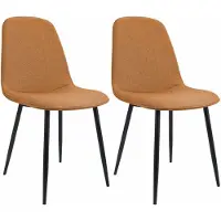 CLP Maryam Set van 2 eetkamerstoelen - klassiek - met rugleuning - zwart metalen frame - belastbaar tot 150 kg - Stof/oranje