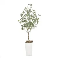 Happiq Kunstmatige Eucalyptus Boom - Voor Indoor & Outdoor Thuisdecoratie - Nepplant, Faux Stijl - 150cm, Witte Pot - Groen